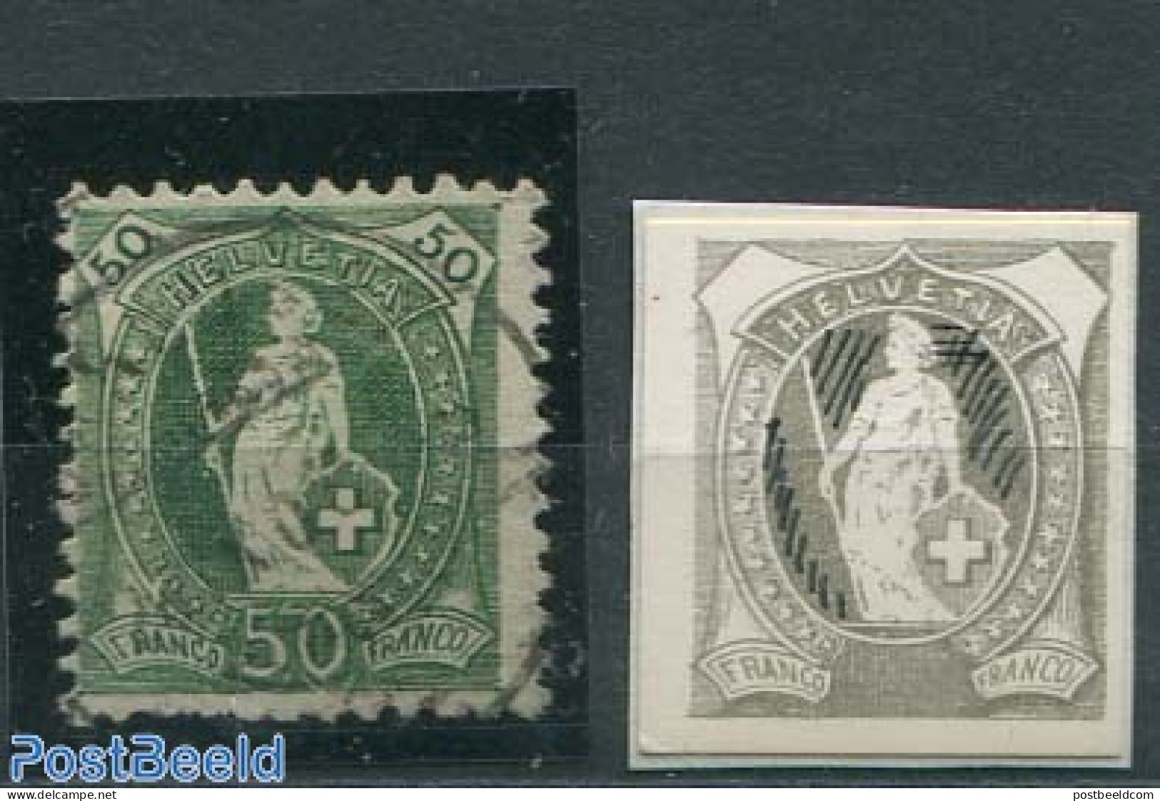 Switzerland 1907 50c Retouched (see Expl. Picture),short Bottom Prf, Used Stamps - Gebraucht