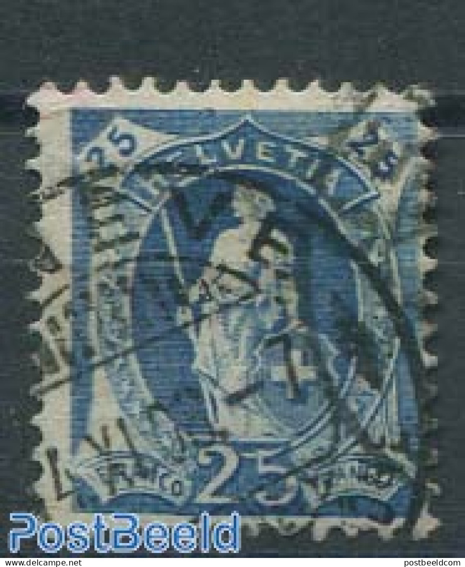 Switzerland 1907 25c, Vivid Grey-ultramarine, Perf. 11.5:12, Used Stamps - Gebraucht