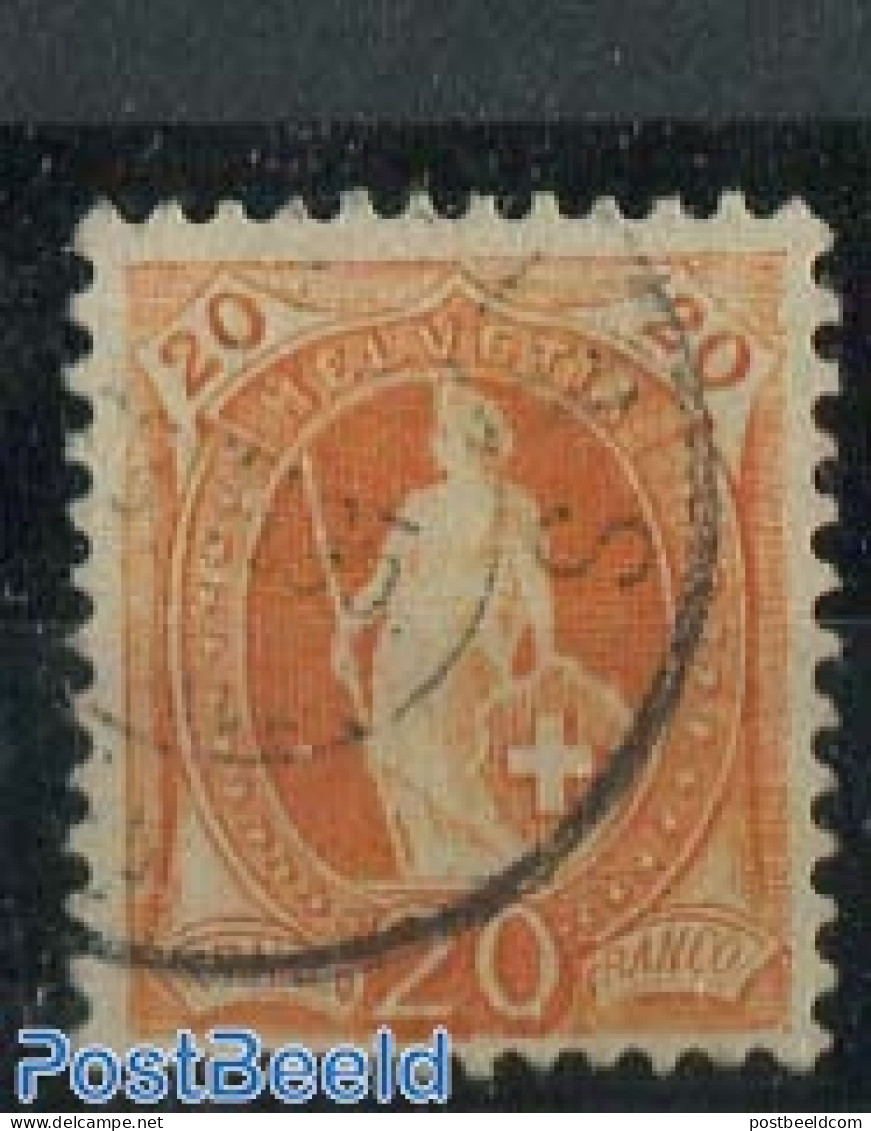 Switzerland 1882 20c, Dark Yellow-orange, Contr. 1X, Perf. 11.75:11, Used Stamps - Usati
