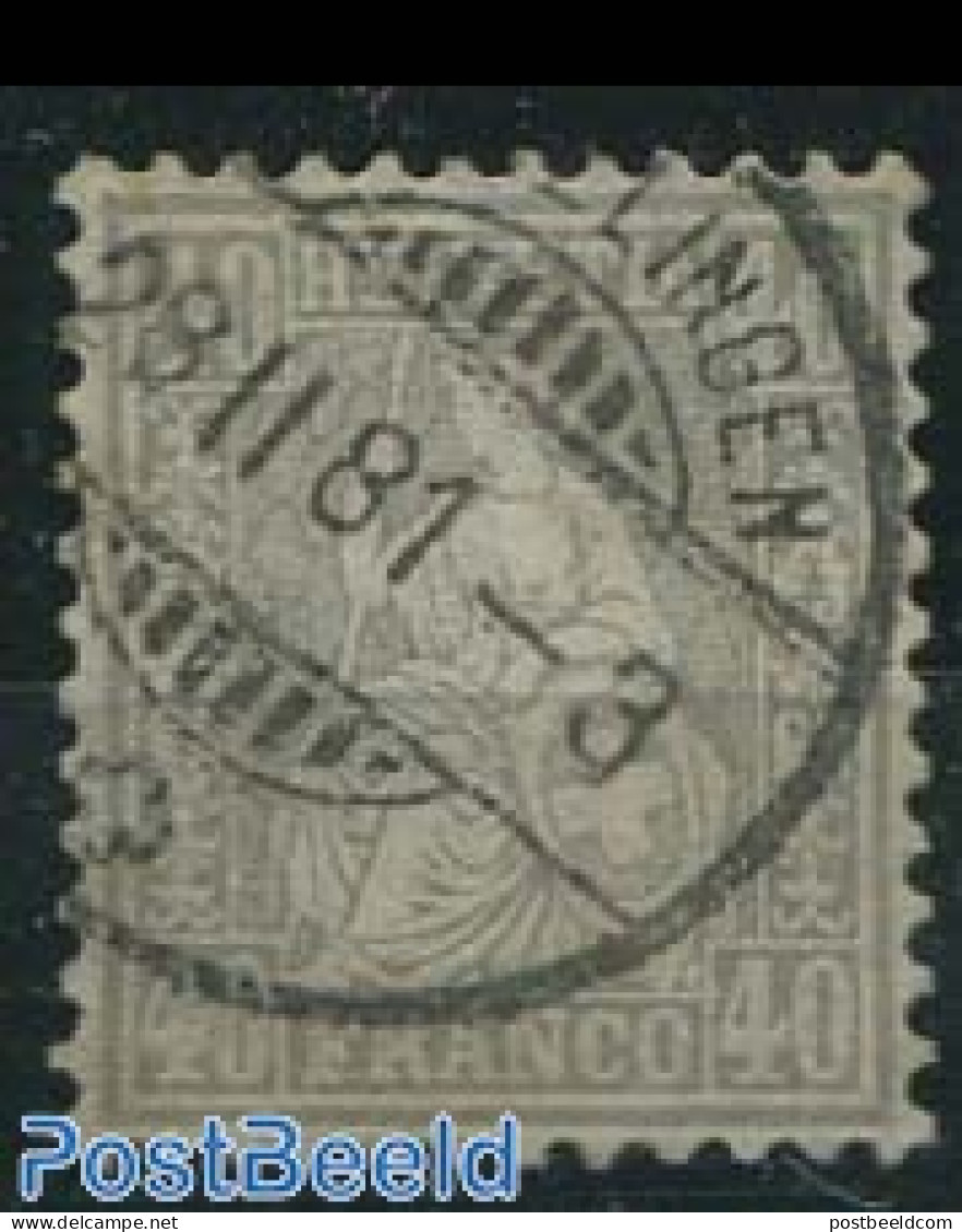 Switzerland 1867 40c, Olive-grey, Used, Used Stamps - Oblitérés