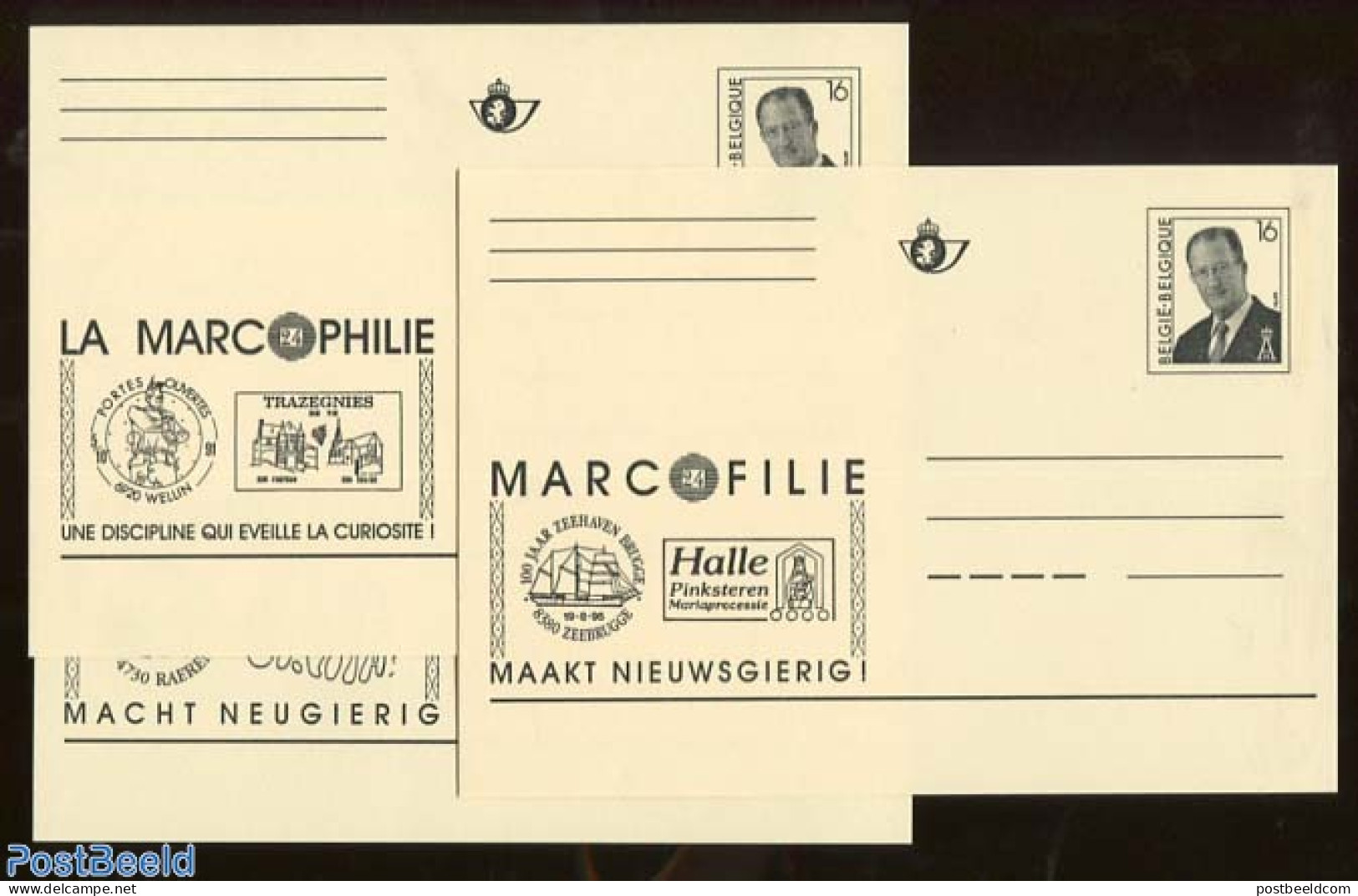 Belgium 1996 Postcard Set Markophilie (3 Cards), Unused Postal Stationary - Storia Postale