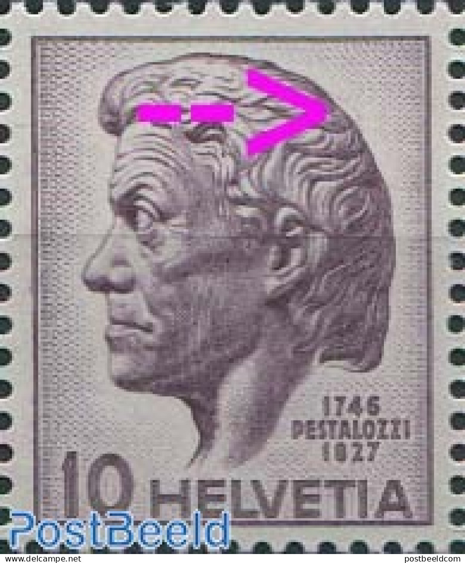 Switzerland 1946 10c, Plate Flaw, Hairbow Left Of Head, Mint NH, Various - Errors, Misprints, Plate Flaws - Neufs