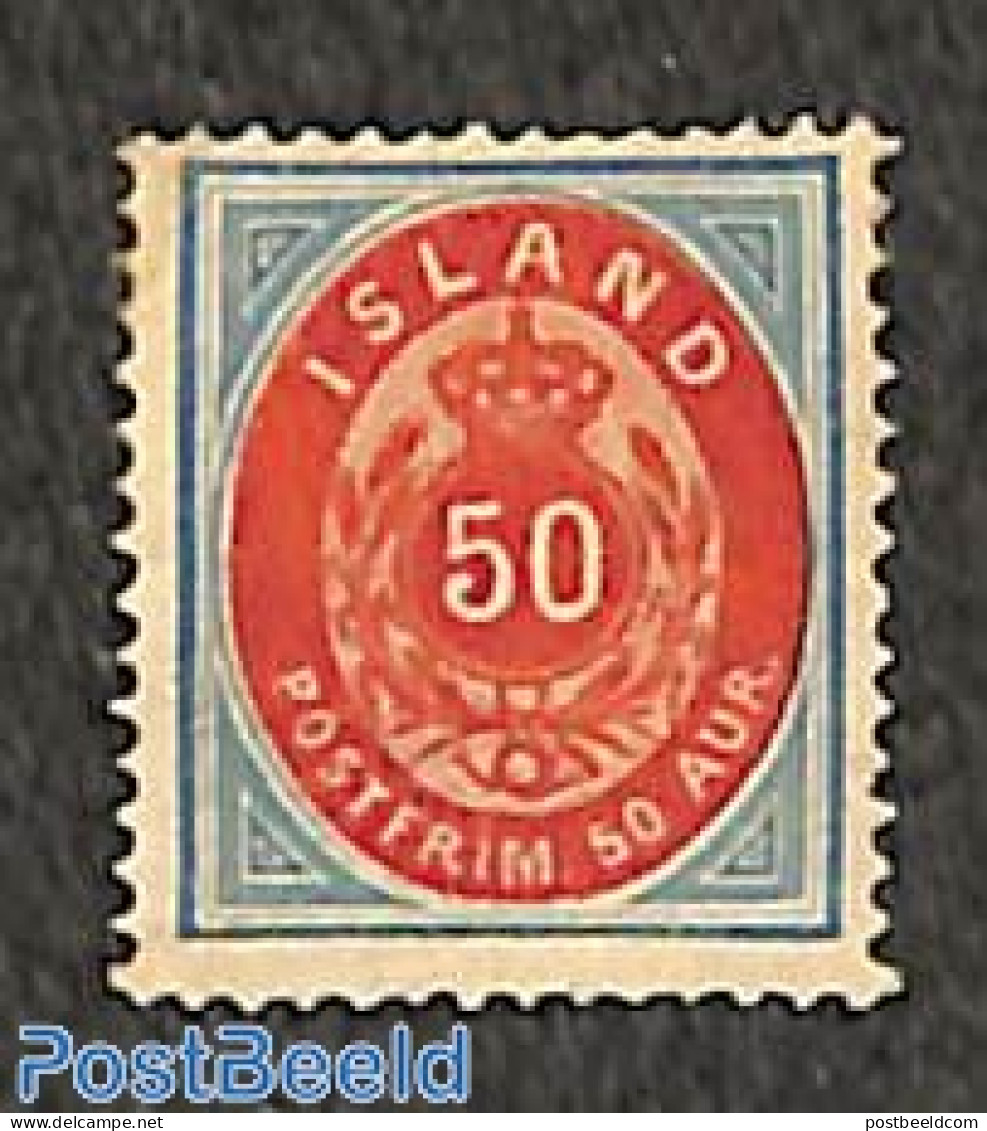 Iceland 1892 50A, Perf. 14:13.5, Unused (hinged) - Unused Stamps