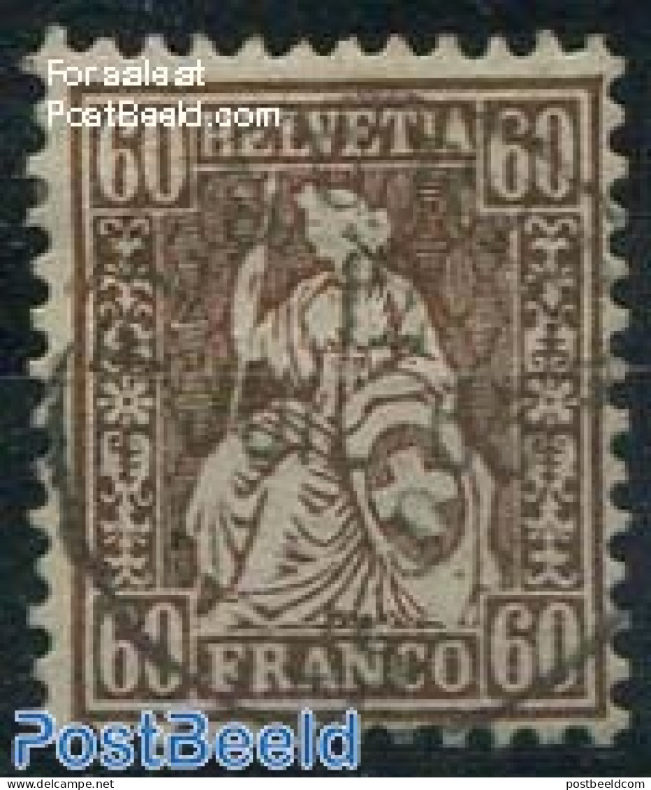 Switzerland 1862 60c, Bronze, Used, Used Stamps - Oblitérés