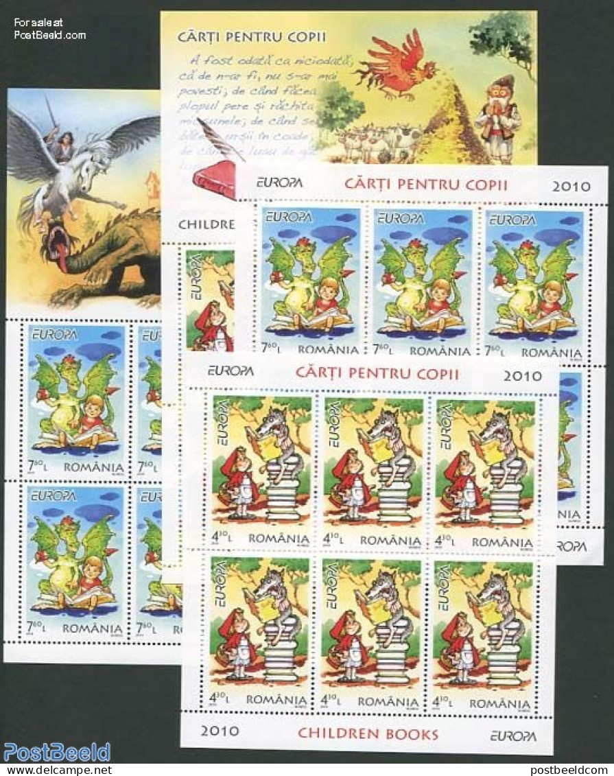 Romania 2010 Europe, Childrens Books 4 M/s, Mint NH, History - Europa (cept) - Art - Children's Books Illustrations - Neufs