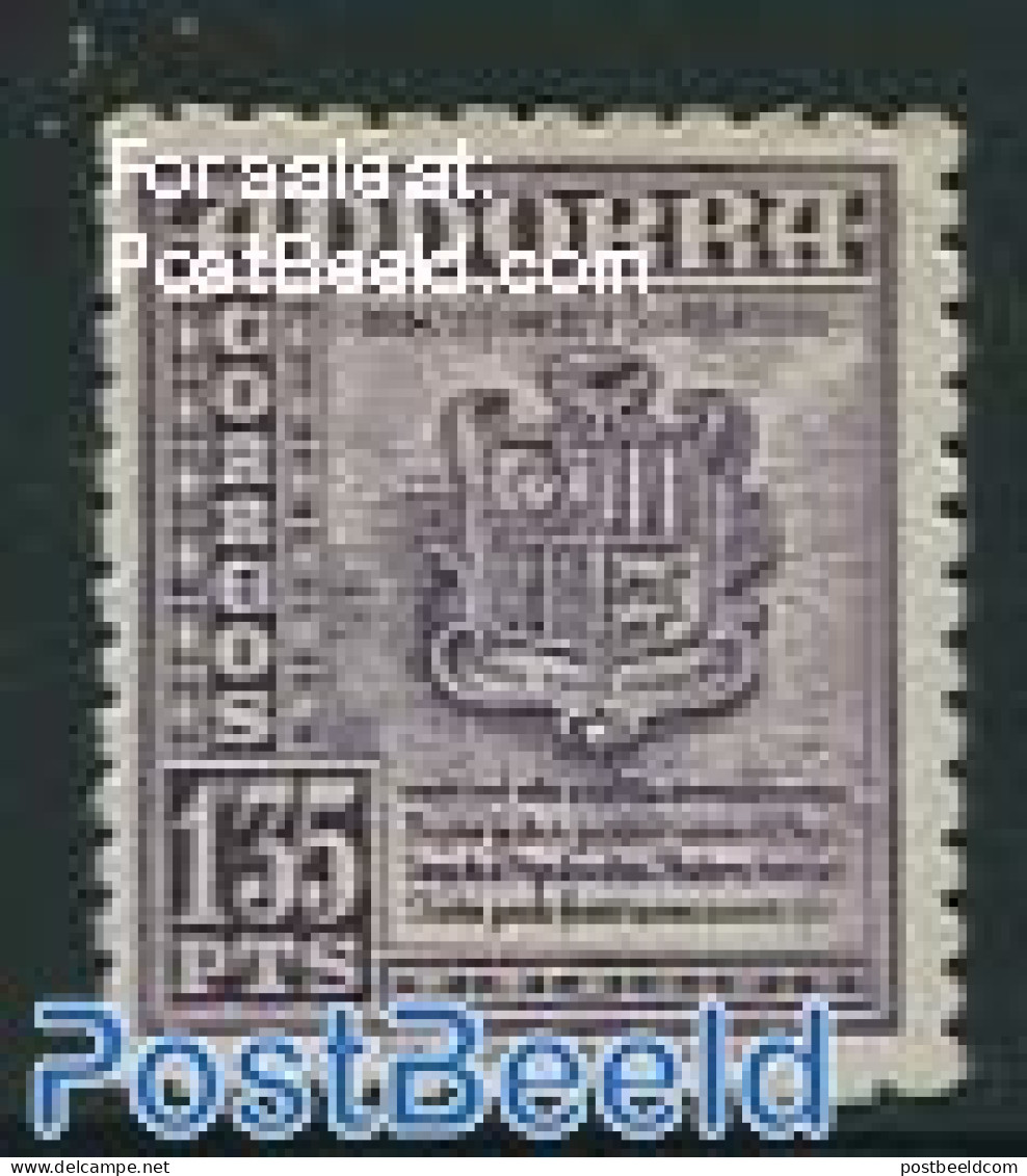 Andorra, Spanish Post 1948 1.35Pta, Stamp Out Of Set, Unused (hinged), History - Coat Of Arms - Ungebraucht