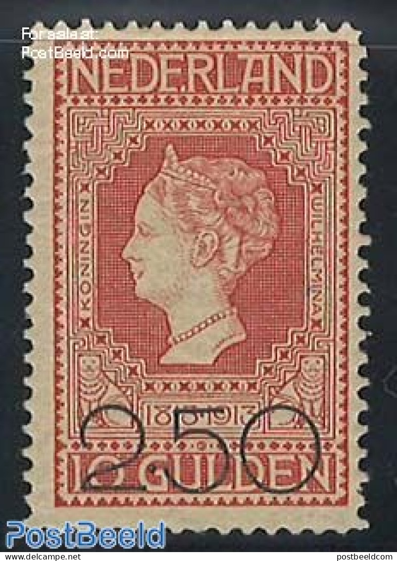 Netherlands 1920 Plate Flaw, 2.50G, Broken E, Unused (hinged), History - Various - Kings & Queens (Royalty) - Errors, .. - Neufs