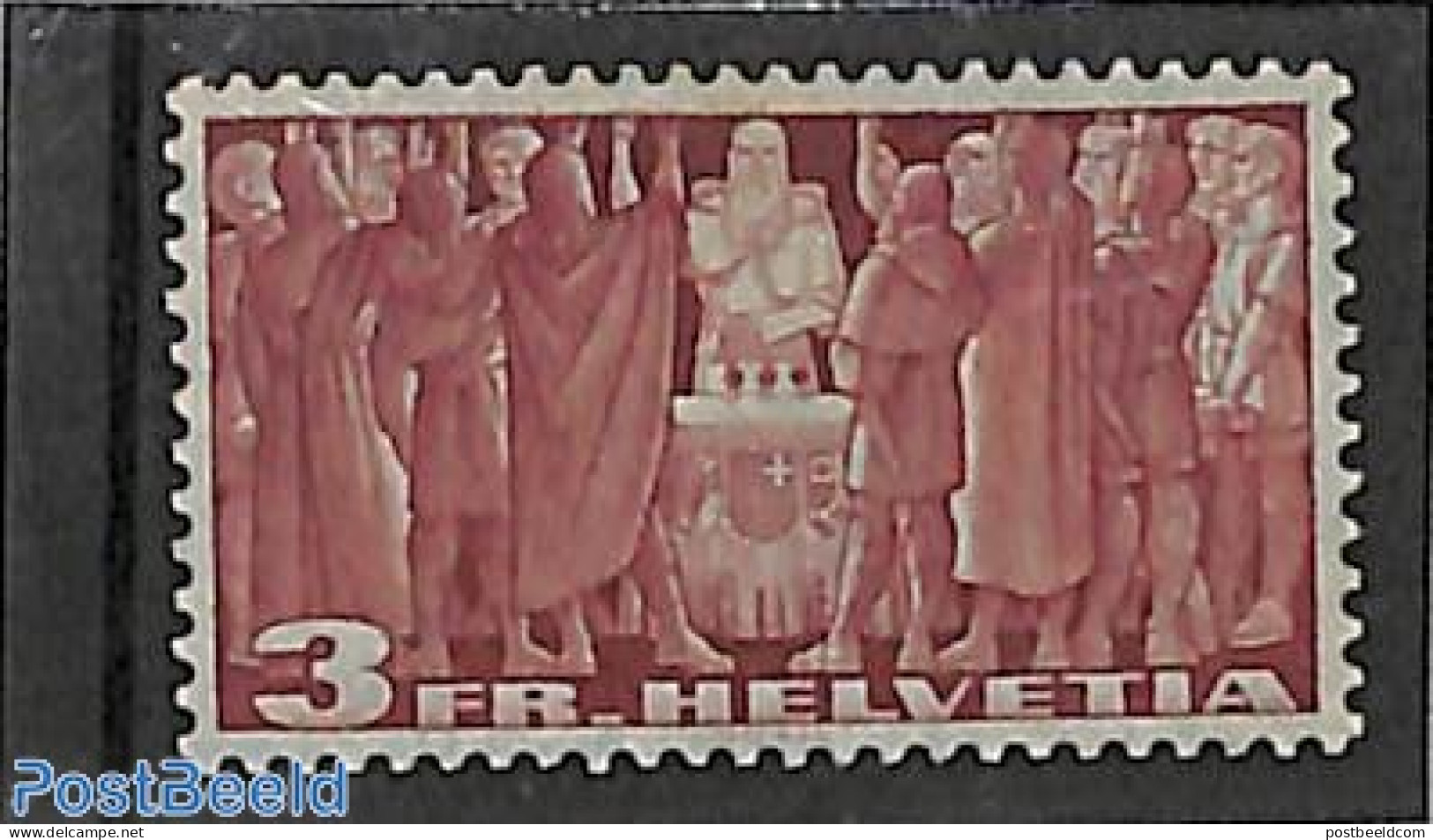 Switzerland 1938 3Fr, Stamp Out Of Set, Unused (hinged) - Unused Stamps