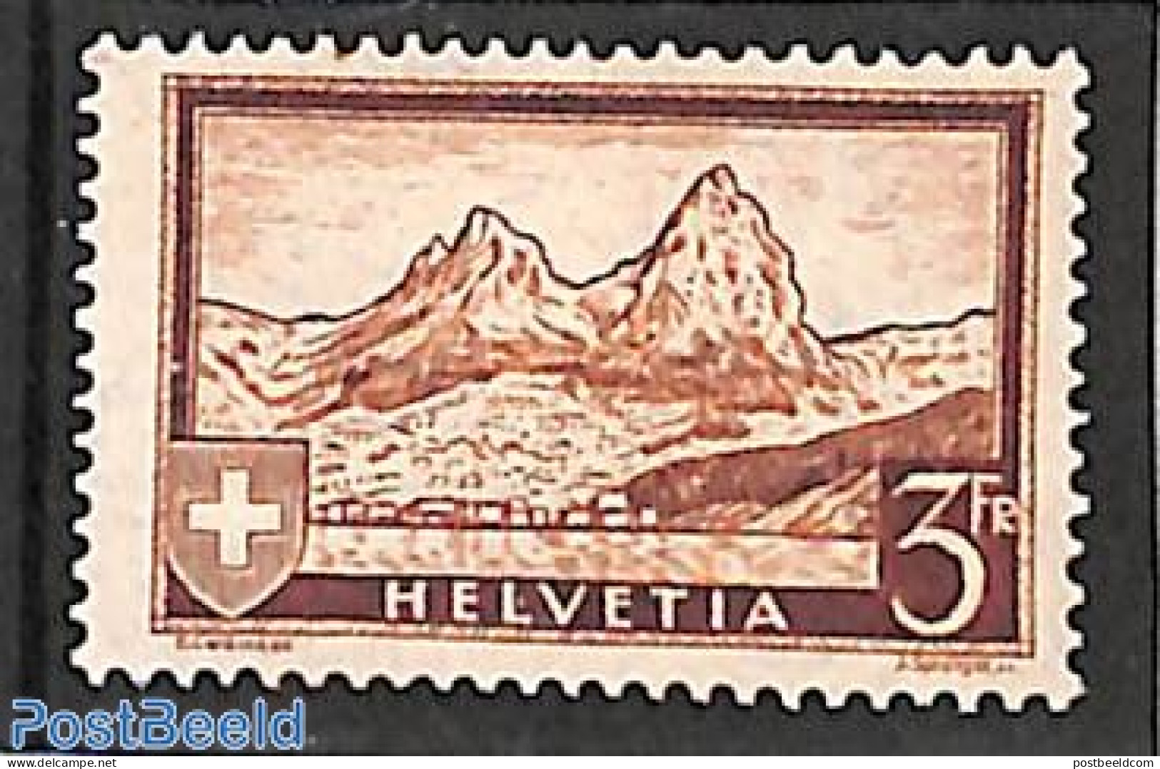 Switzerland 1931 3Fr. Stamp Out Of Set, Unused (hinged) - Neufs
