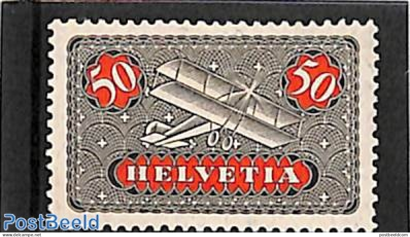 Switzerland 1923 50c, Normal Paper, Stamp Out Of Set, Unused (hinged), Transport - Aircraft & Aviation - Neufs