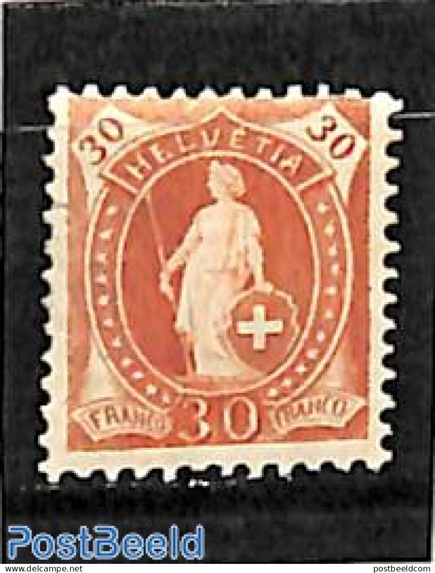 Switzerland 1882 30c, Perf. 11.75:12.25, Stamp Out Of Set, Unused (hinged) - Nuevos