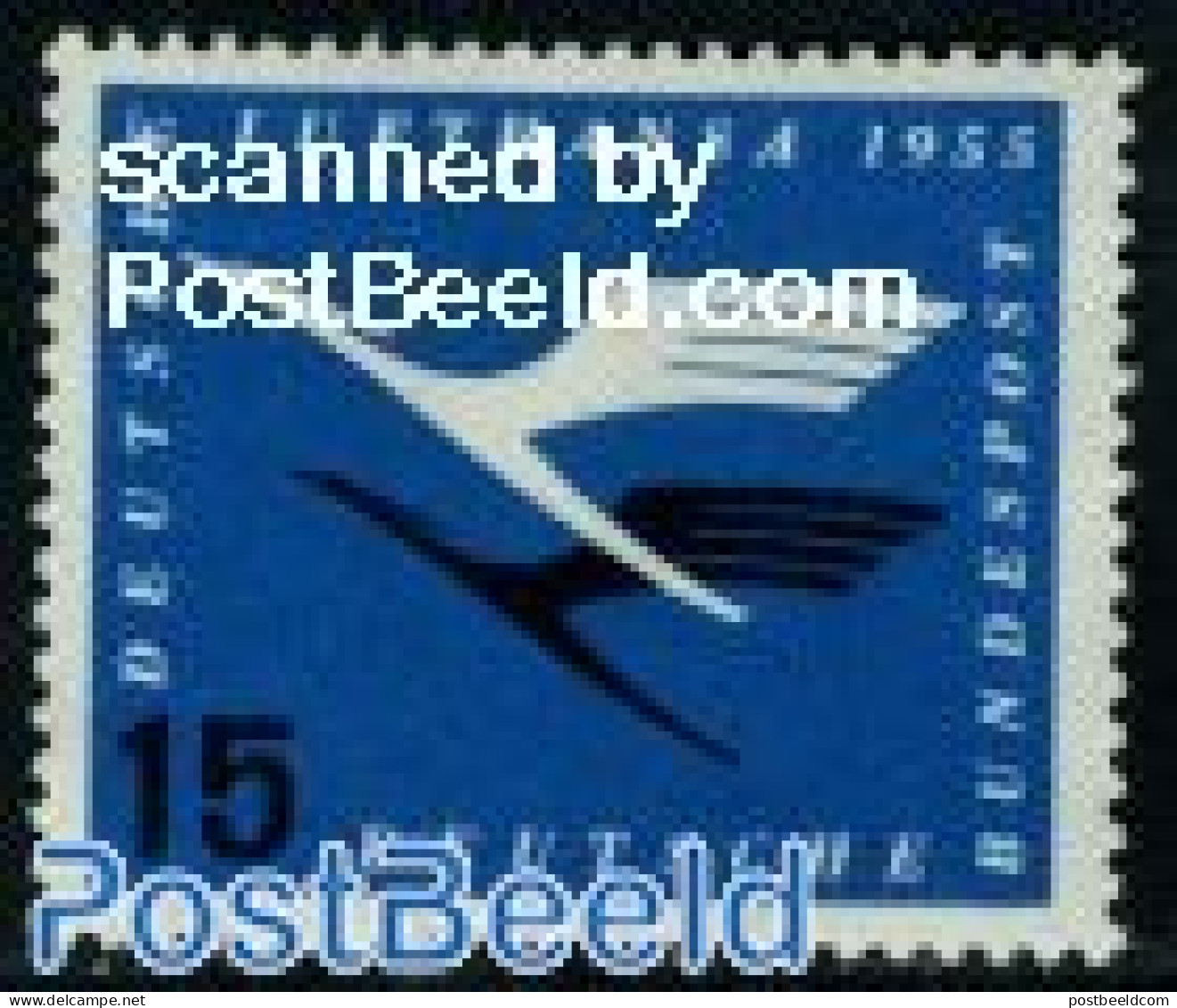Germany, Federal Republic 1955 15pf, Stamp Out Of Set, Mint NH, Transport - Aircraft & Aviation - Ungebraucht