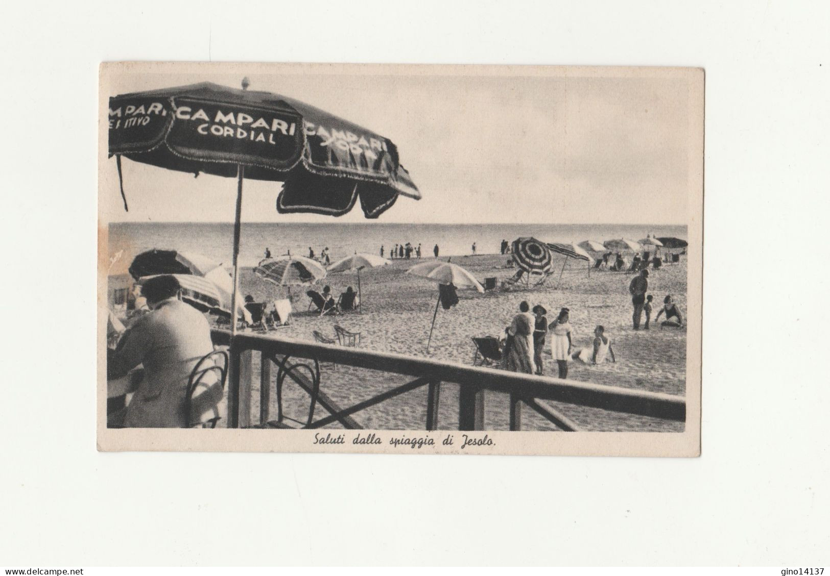 Cartolina Postale SALUTI DALLA SPIAGGIA DI JESOLO Anno 1942 - CAMPARI - VENETO - Venezia (Venice)