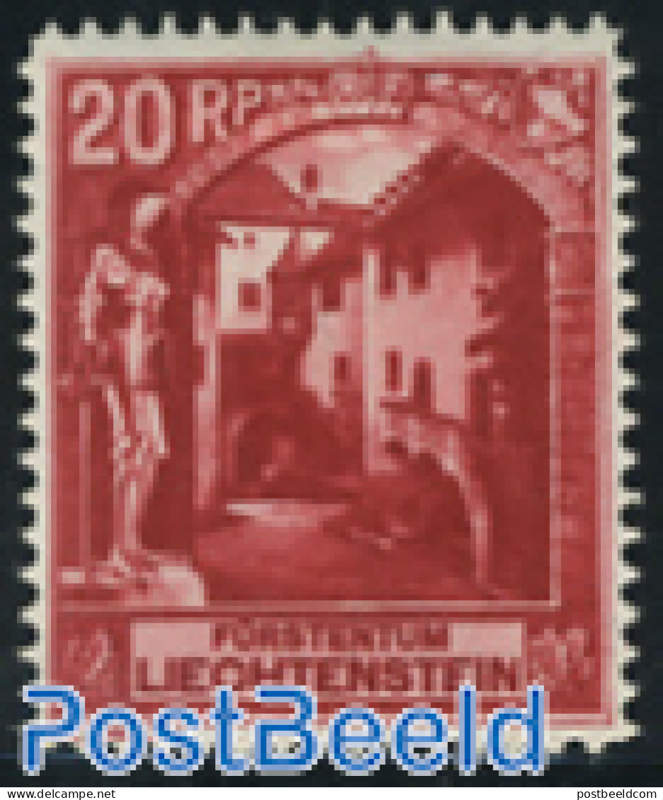Liechtenstein 1930 20Rp, Perf. 11.5, Stamp Out Of Set, Unused (hinged), History - Knights - Ongebruikt