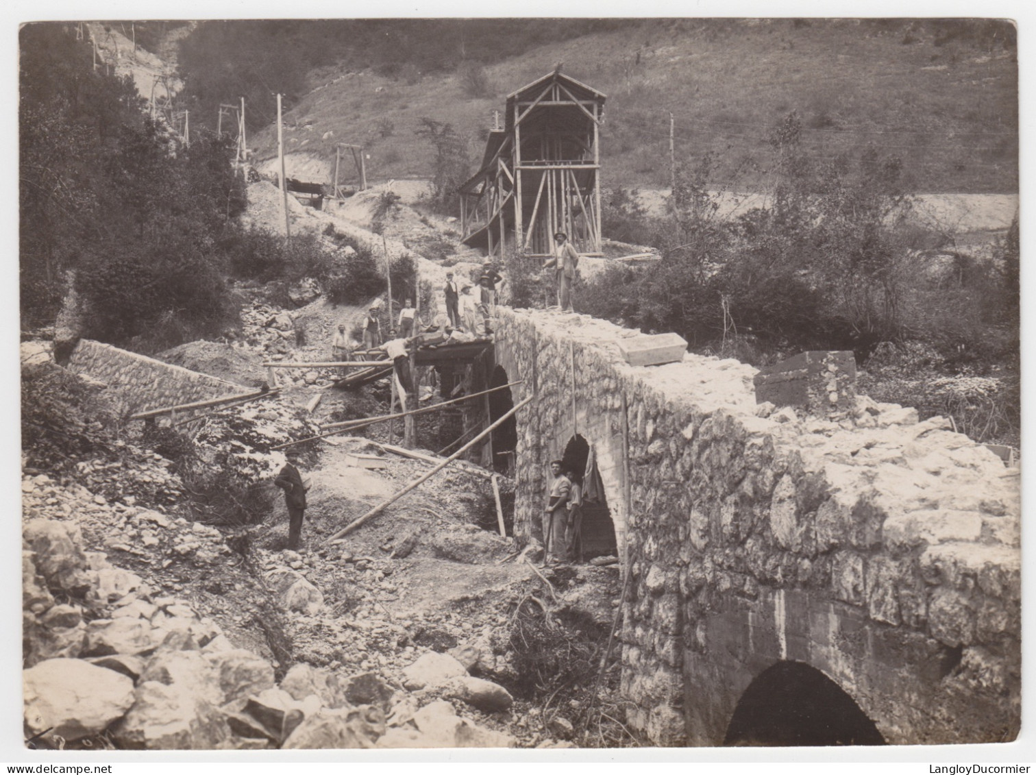 FUNICULAIRE DE SAINT-HILAIRE  // ISERE // OCTOBRE 1920 // CHANTIER DE CONSTRUCTION - Lieux