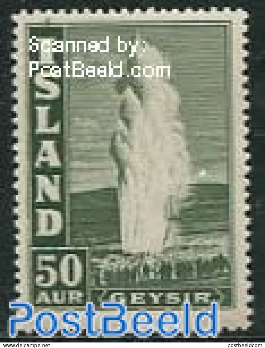 Iceland 1938 50A Blackgreen, Stamp Out Of Set, Unused (hinged), History - Geology - Nuevos