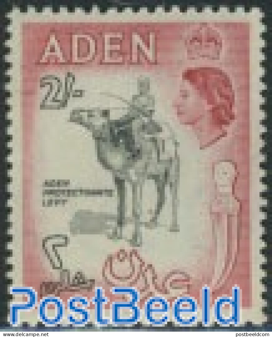 Aden 1954 2Sh, Carminerosa/blacK, Stamp Out Of Set, Mint NH, Nature - Animals (others & Mixed) - Camels - Sonstige & Ohne Zuordnung