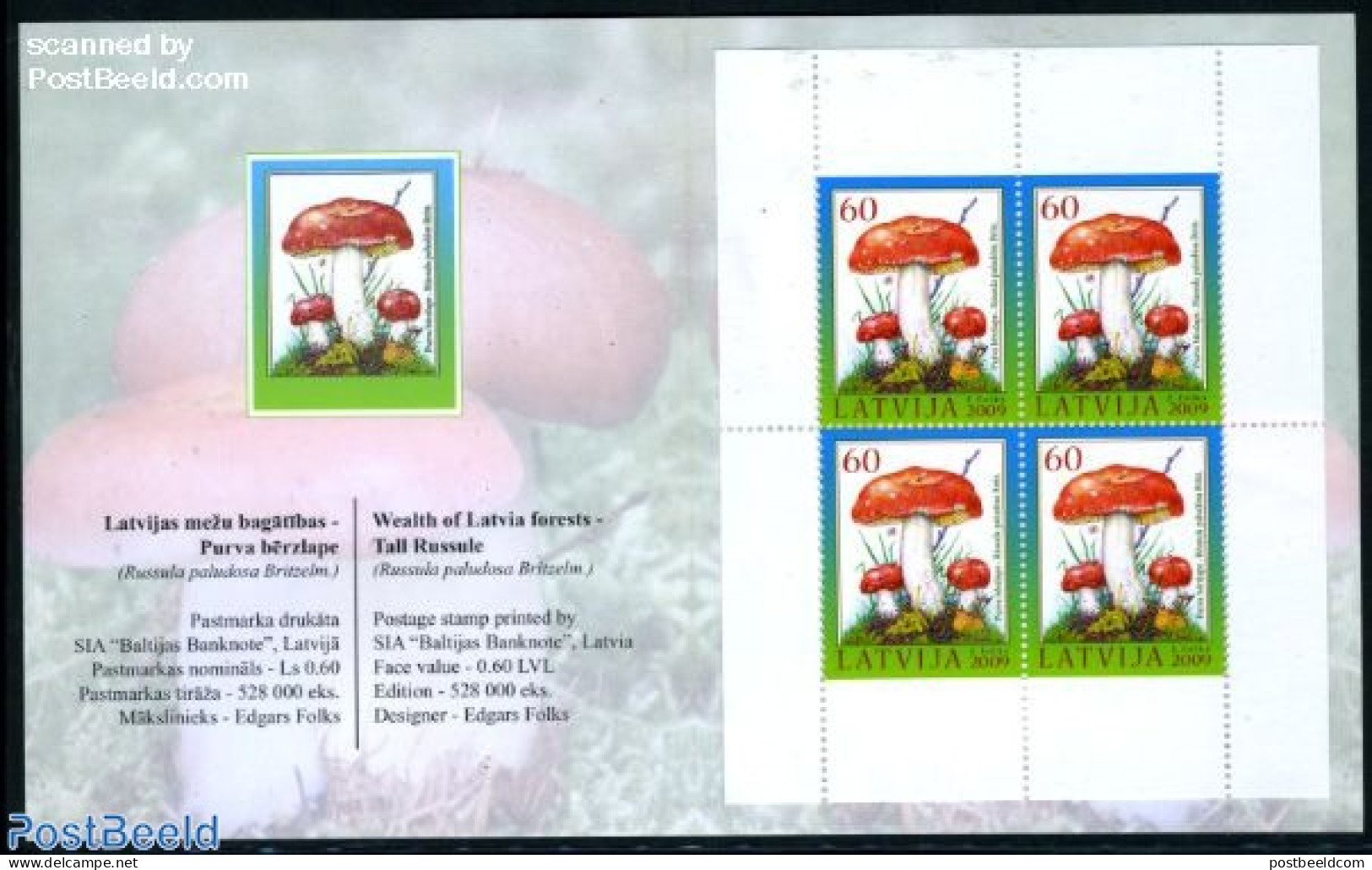 Latvia 2009 Mushrooms Booklet, Mint NH, Nature - Mushrooms - Stamp Booklets - Hongos