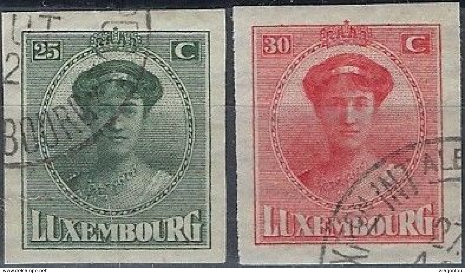 Luxembourg - Luxemburg -  Timbre  Série Charlotte   °   VC. 15,- - 1921-27 Charlotte Frontansicht