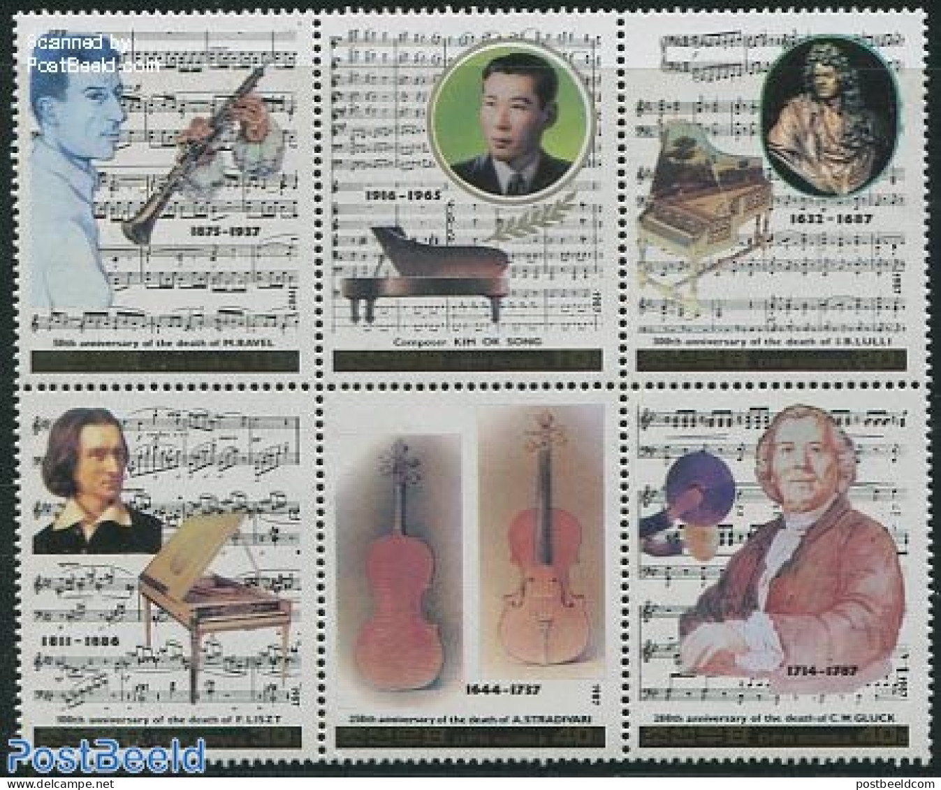 Korea, North 1987 Musicians 6v [++], Mint NH, Performance Art - Music - Muziek