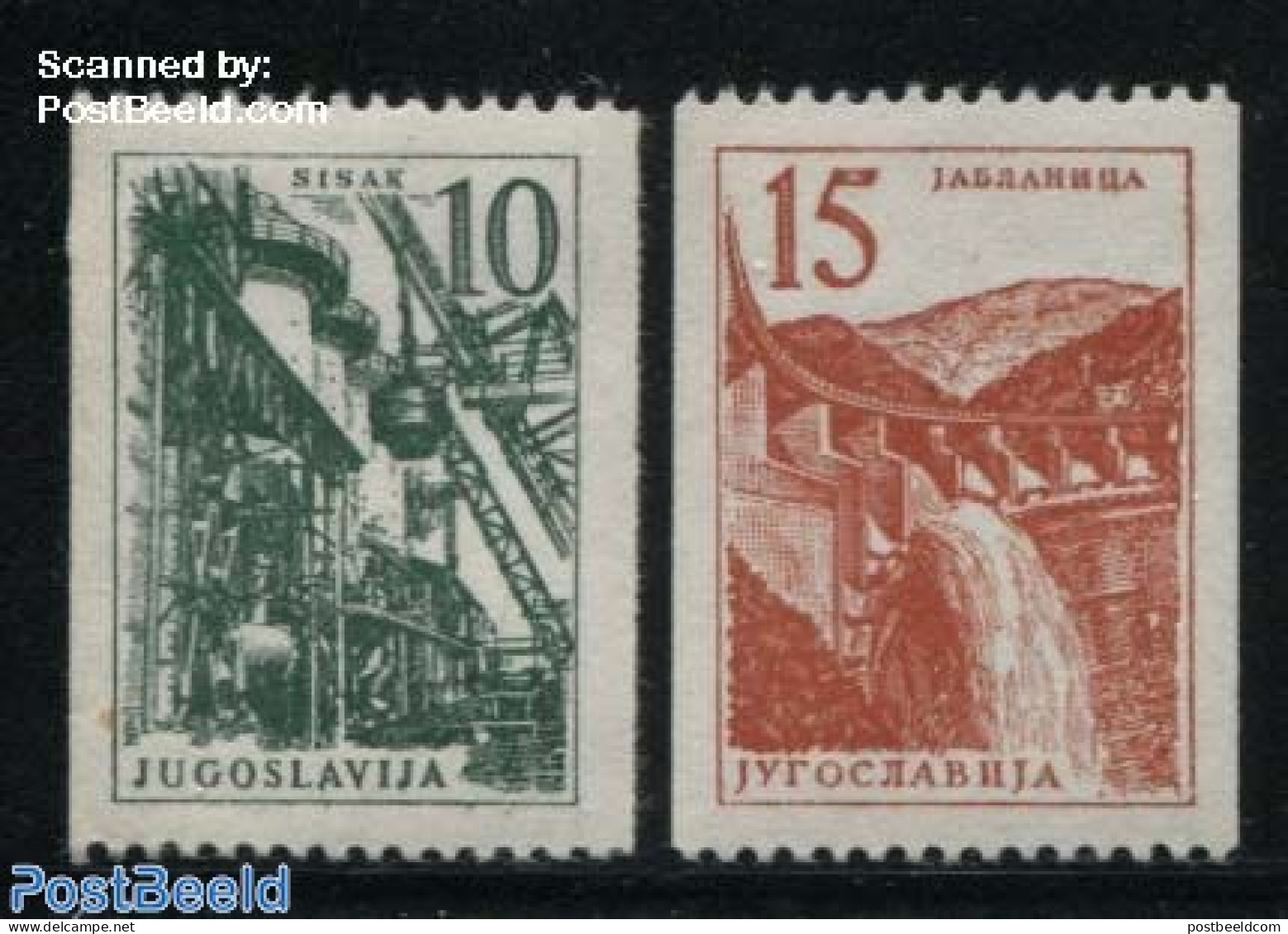 Yugoslavia 1958 Definitives Coil 2v, Mint NH, Nature - Various - Water, Dams & Falls - Industry - Nuevos