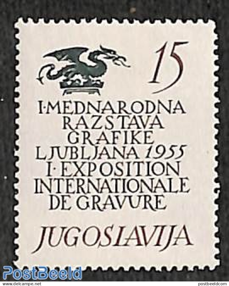 Yugoslavia 1955 Graphic Exposition 1v, Mint NH, Art - Printing - Ongebruikt
