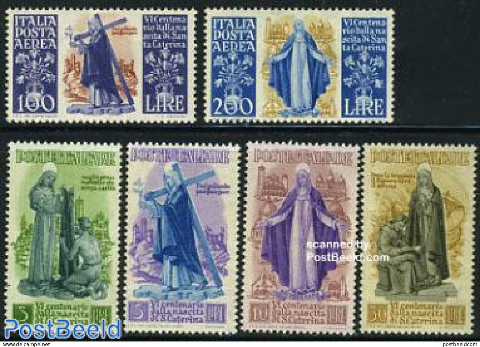 Italy 1948 Holy Catherina Of Siena 6v, Mint NH, Religion - Religion - Sonstige & Ohne Zuordnung