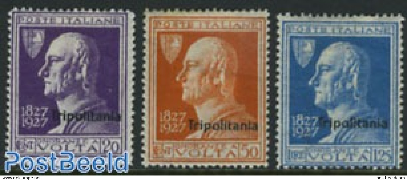 Italian Lybia 1927 Triploi, A. Volta 3v, Mint NH, Science - Physicians - Fisica