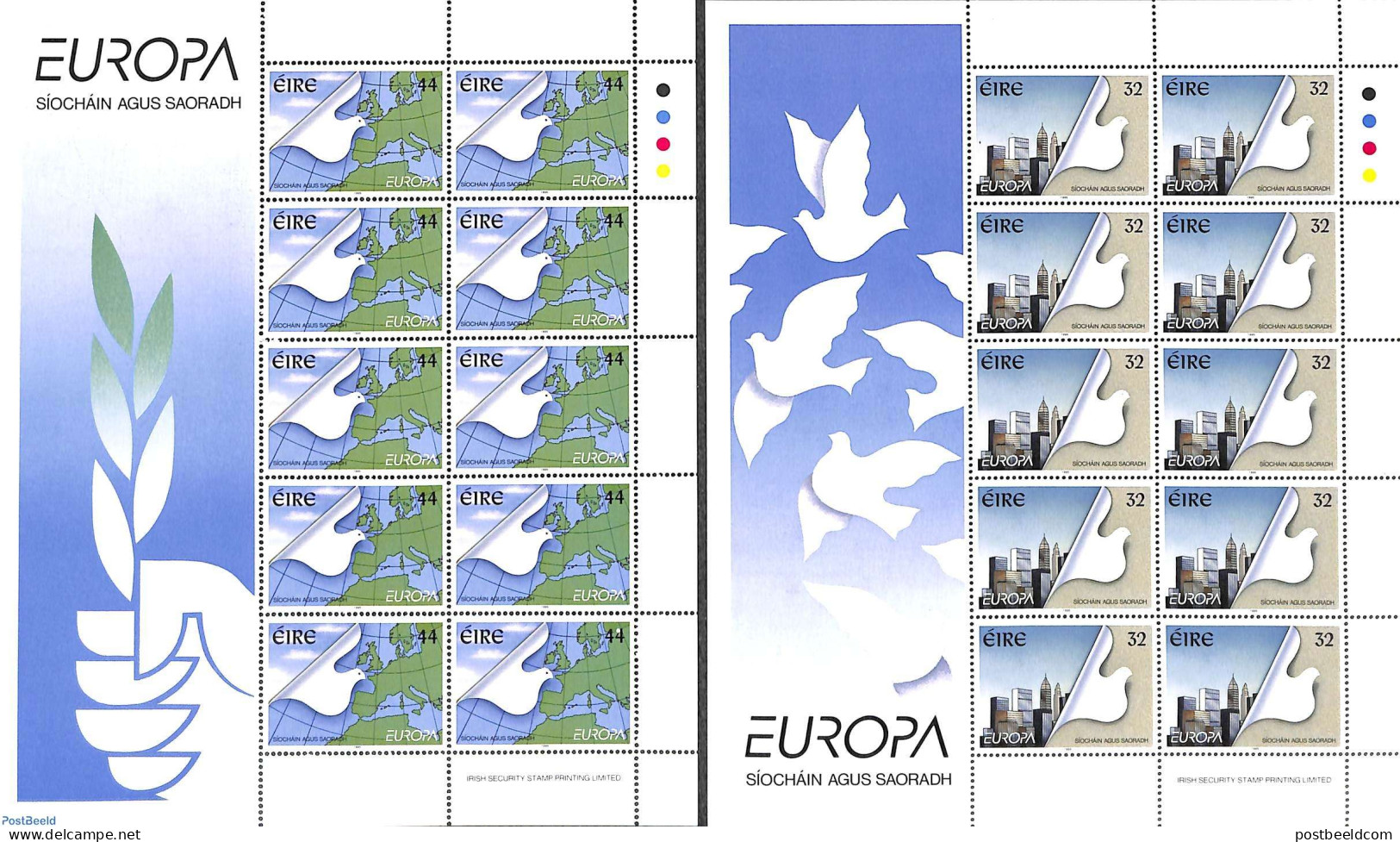 Ireland 1995 Europa 2 M/ss, Mint NH, History - Various - Europa (cept) - Maps - Unused Stamps