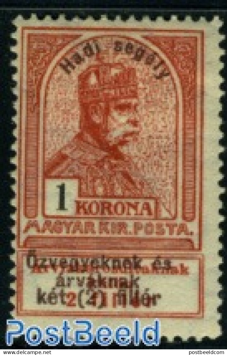 Hungary 1914 War Aid 1Kr+2f, Unused Hinged, Unused (hinged) - Unused Stamps