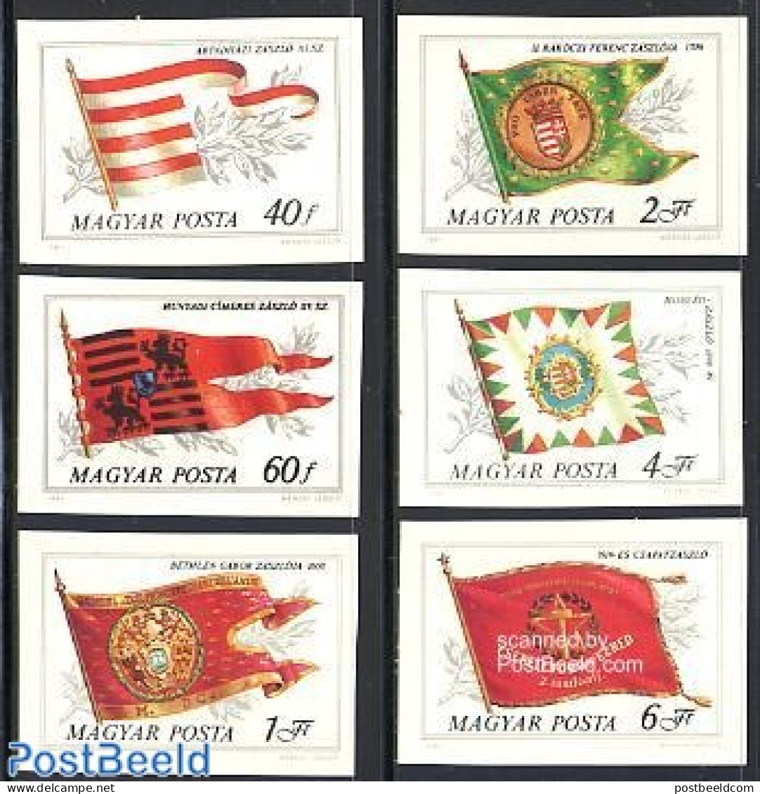 Hungary 1981 Historical Flags 6v Imperforated, Mint NH, History - Flags - Unused Stamps