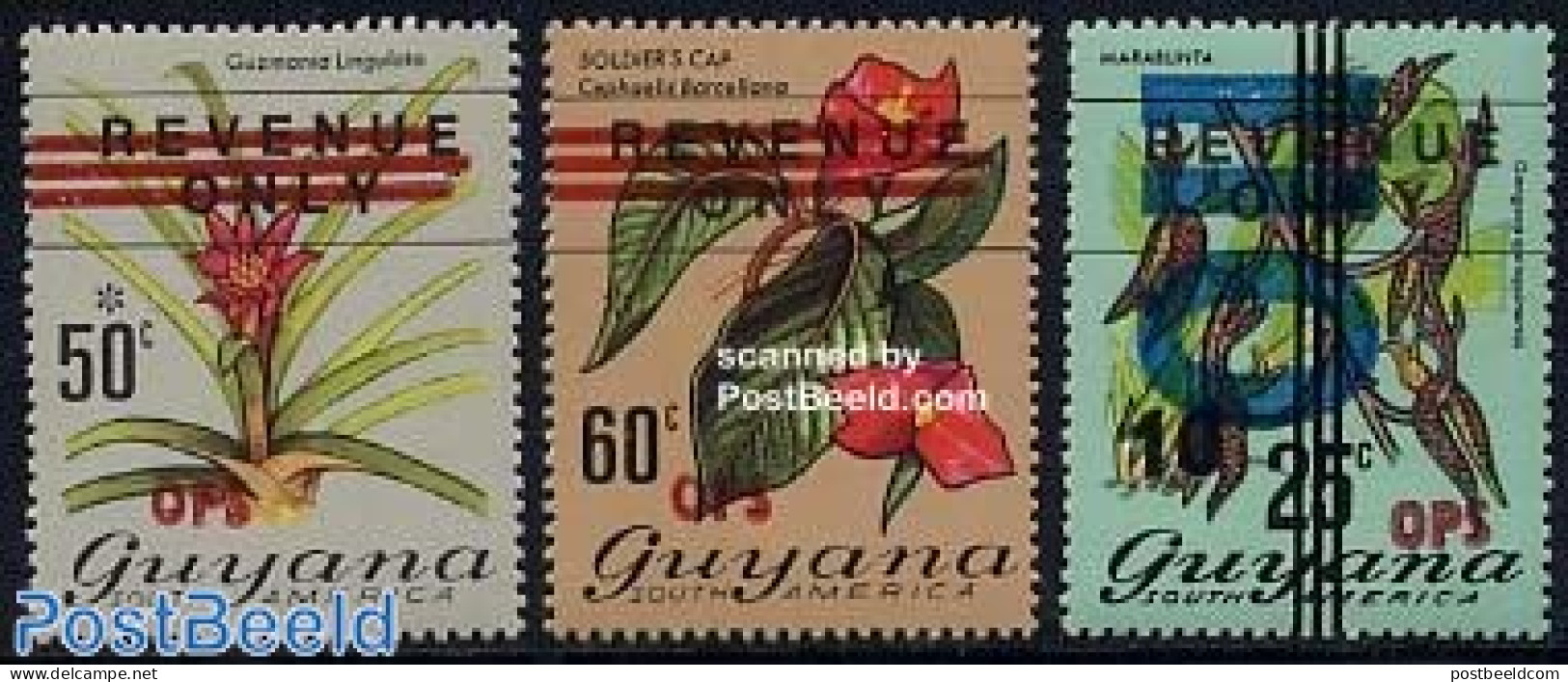 Guyana 1981 On Service 3v, Mint NH, Nature - Flowers & Plants - Guyana (1966-...)