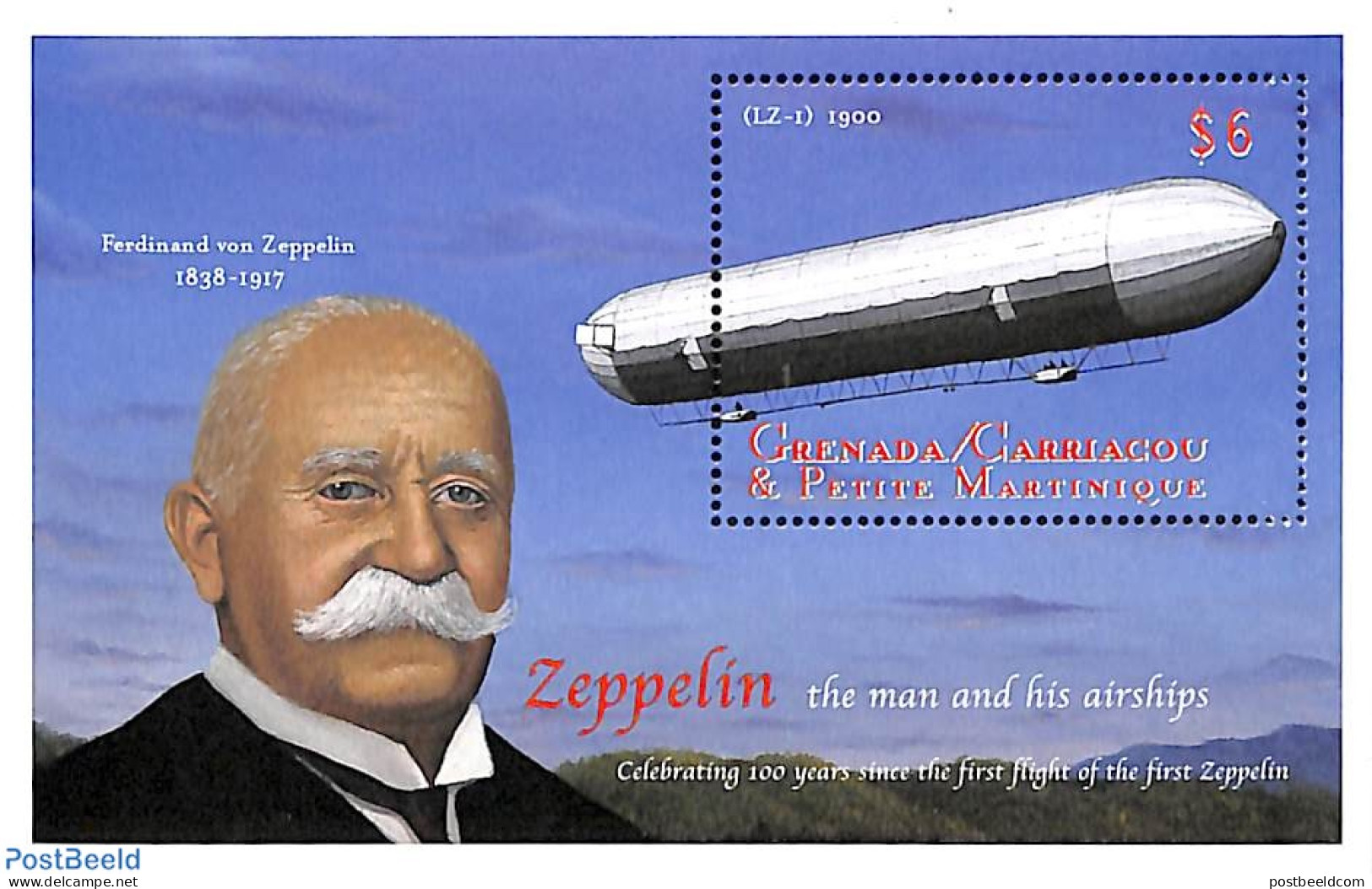 Grenada Grenadines 2000 Zeppelin S/s, Mint NH, Transport - Zeppelins - Zeppeline