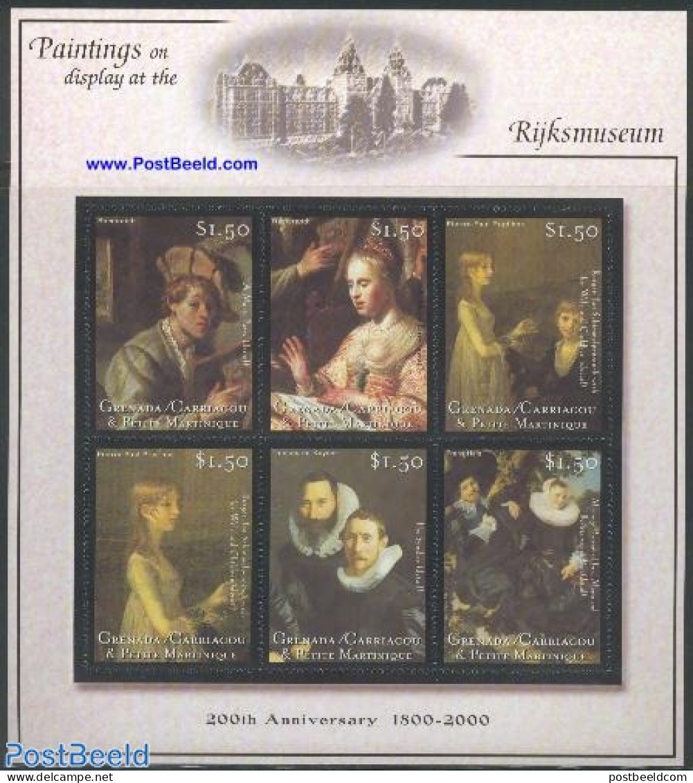 Grenada Grenadines 2001 Rijksmuseum 6v M/s, Rembrandt, Mint NH, History - Netherlands & Dutch - Art - Paintings - Remb.. - Geografia