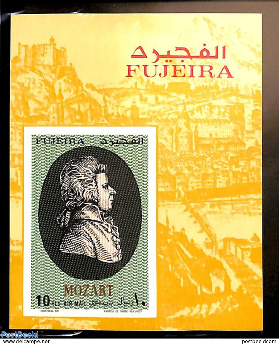 Fujeira 1971 Mozart S/s, Imperforated, Mint NH, Performance Art - Amadeus Mozart - Music - Art - Composers - Musique
