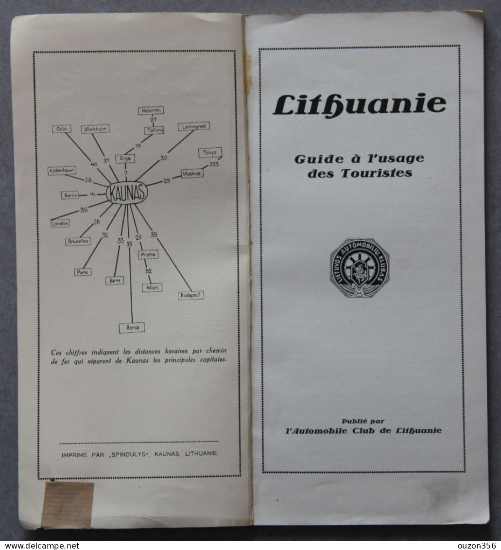 Lithuanie, Guide à L'usage Des Touristes, Publié Par L'Automobile Club De Lithuanie (vers 1931) - Ohne Zuordnung