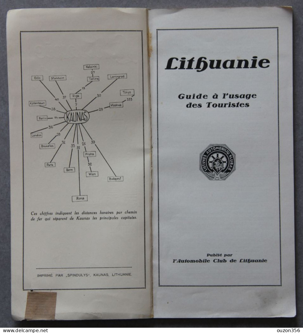 Lithuanie, Guide à L'usage Des Touristes, Publié Par L'Automobile Club De Lithuanie (vers 1931) - Zonder Classificatie