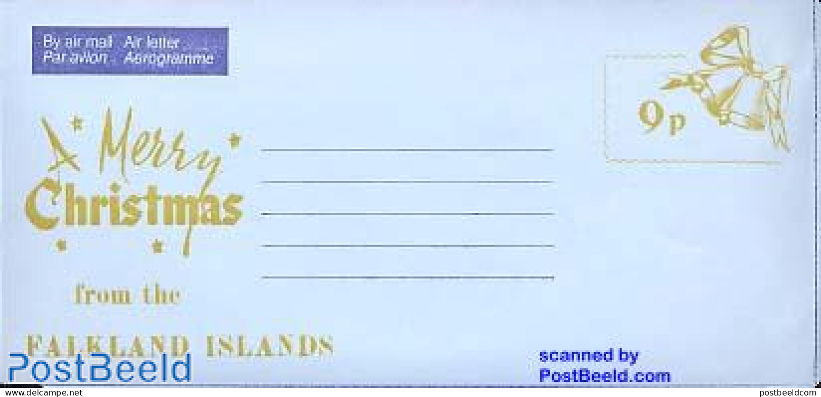 Falkland Islands 1978 Aerogramme 9p, Christmas, Unused Postal Stationary, Religion - Christmas - Christmas