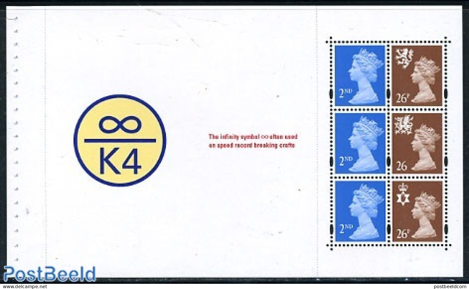 Great Britain 1998 Infinity Symbol Booklet Pane, Mint NH - Ungebraucht