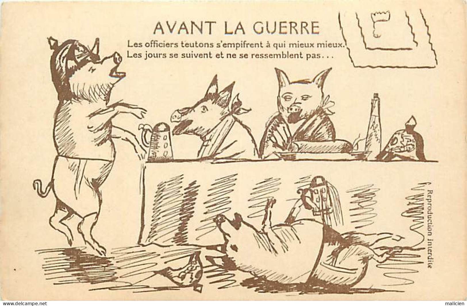 - Guerre 1914-18 -ref-N428-  Cochons - Cochons Avant La Guerre - Officiers Teutons ..- Illustrateurs - Satiriques - - Pigs