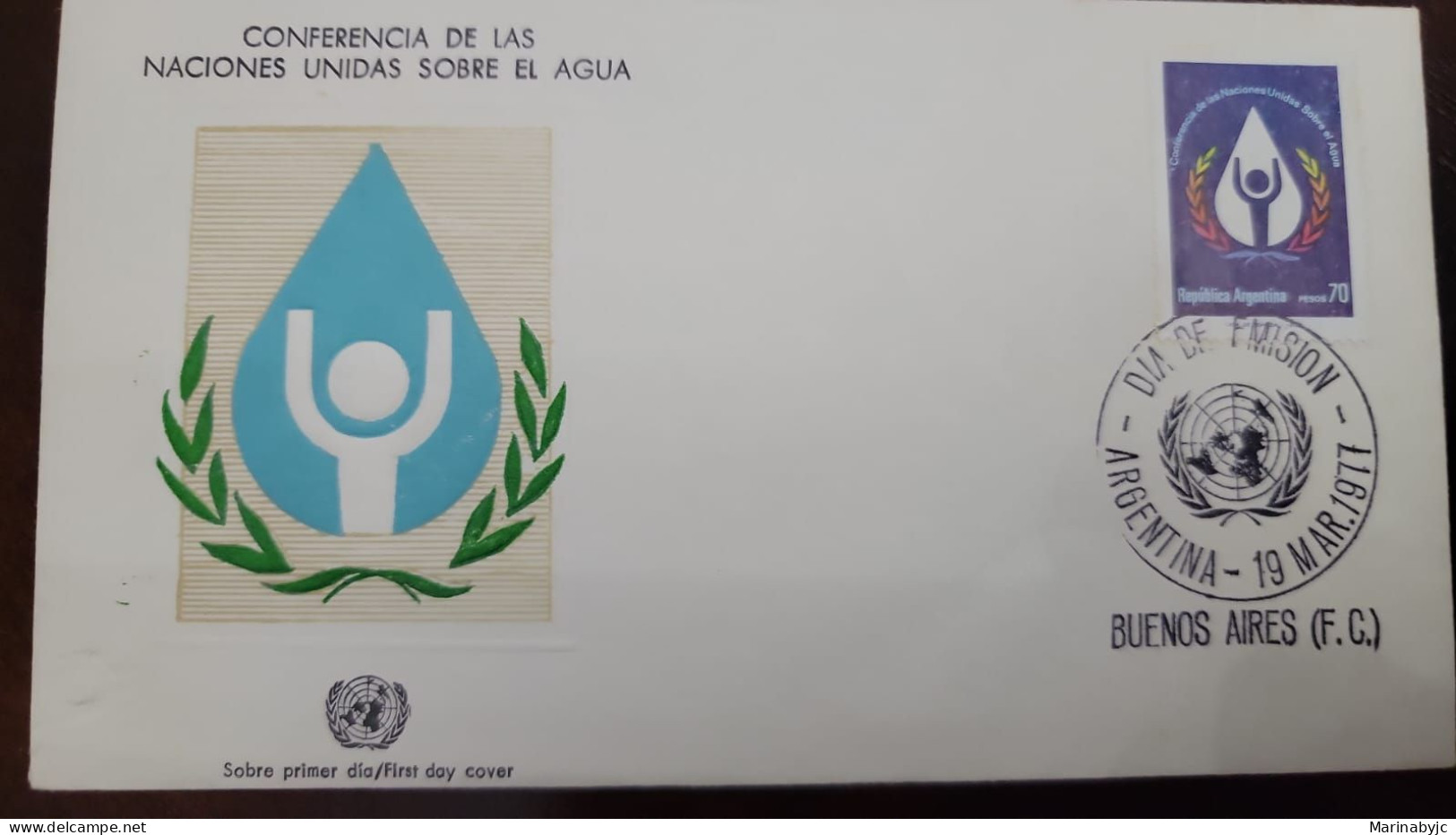 D)1977, ARGENTINA, FIRST DAY COVER, ISSUE, UNITED NATIONS CONFERENCE ON WATER, FDC - Autres & Non Classés