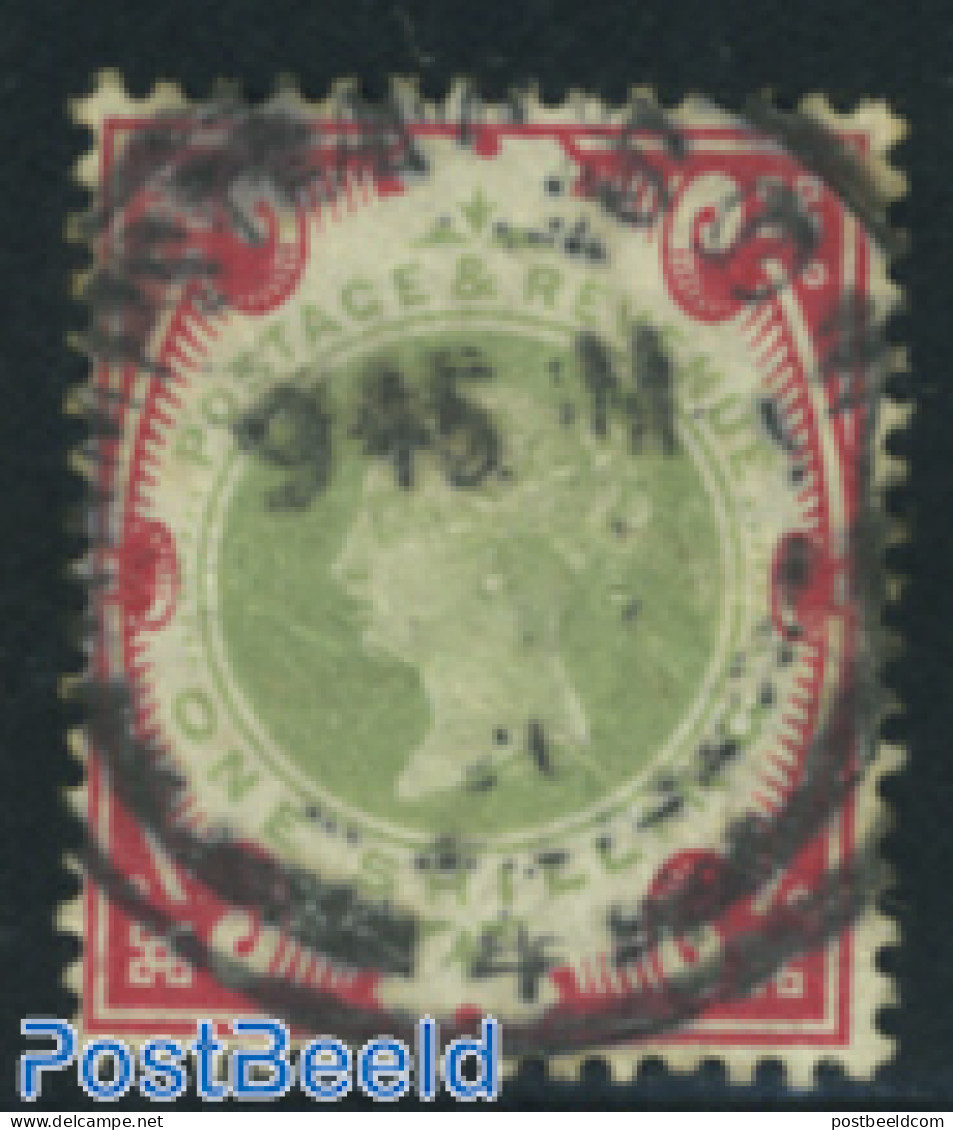 Great Britain 1900 1s. Green & Carmine, Used, Used - Usados