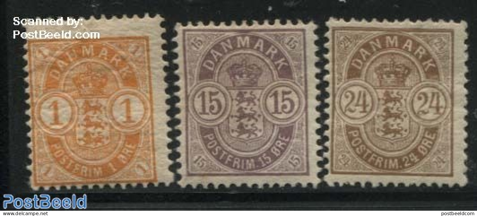 Denmark 1901 Definitives 3v, Unused (hinged) - Ongebruikt