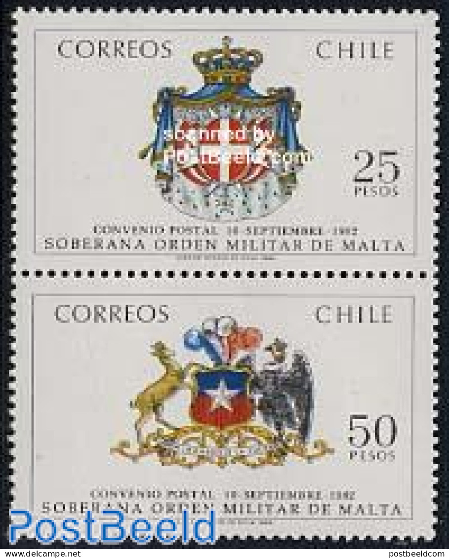 Chile 1983 Malteser Order 2v, Mint NH, Health - History - St John - Coat Of Arms - Christianity