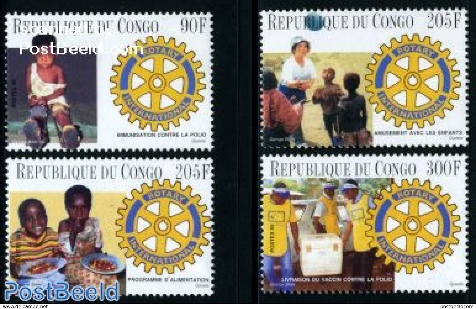 Congo Republic 1996 90 Years Rotary 4v, Mint NH, Health - Various - Health - Rotary - Toys & Children's Games - Rotary, Club Leones