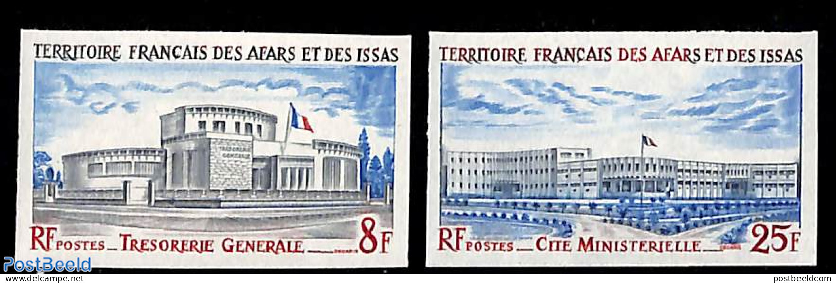 Afars And Issas 1975 Buildings 2v Imperforated, Mint NH, Art - Modern Architecture - Nuovi