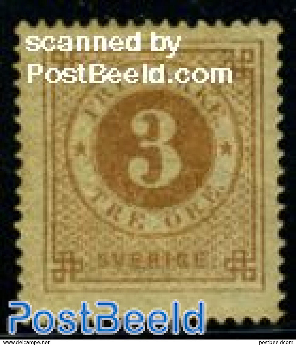 Sweden 1872 3o Brown, Unused, Perf. 14, Unused (hinged) - Ongebruikt