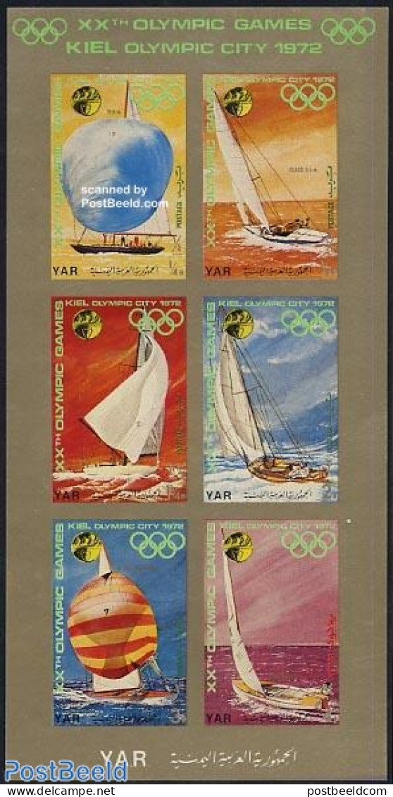 Yemen, Arab Republic 1971 Kiel Oympic City 6v Imperforated M/s, Mint NH, Sport - Transport - Olympic Games - Ships And.. - Ships