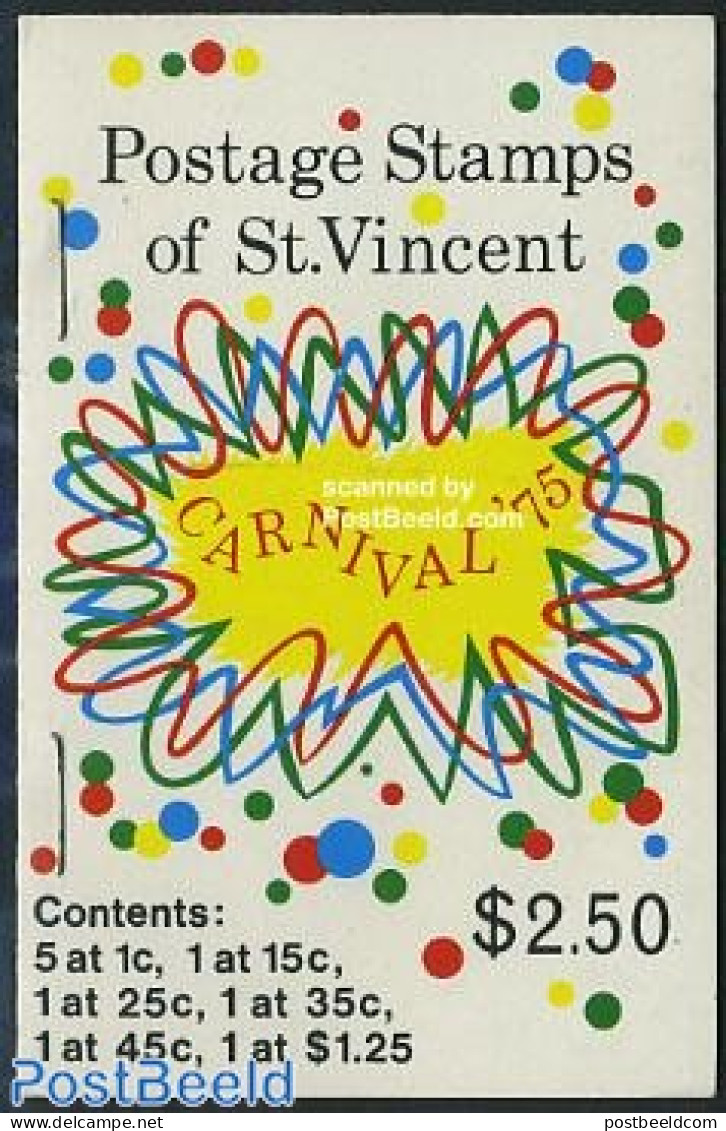 Saint Vincent 1975 Carnival Booklet, Mint NH, Various - Stamp Booklets - Folklore - Unclassified