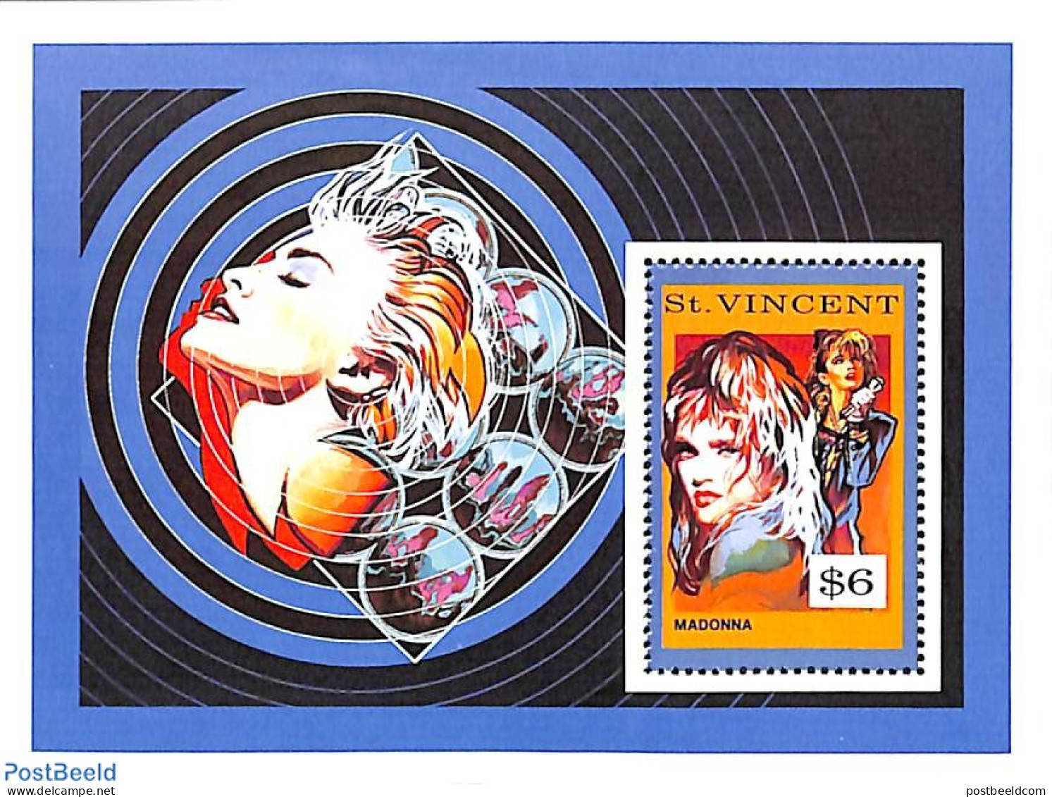 Saint Vincent 1991 Madonna S/s, Mint NH, Performance Art - Music - Popular Music - Musique